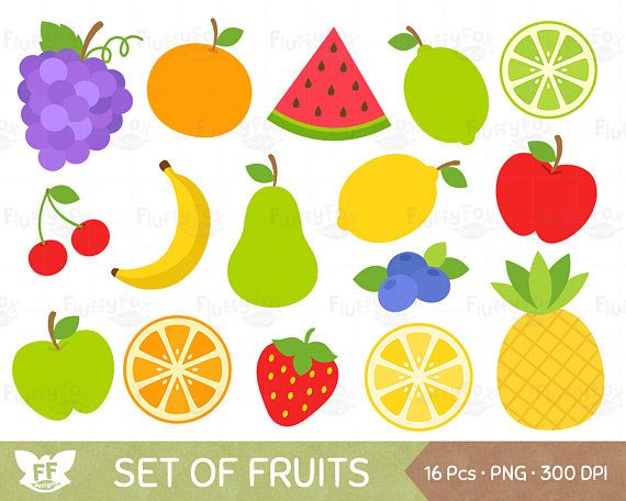 50% OFF Fruits Clipart Fruit Clip Art Grape Banana Pear