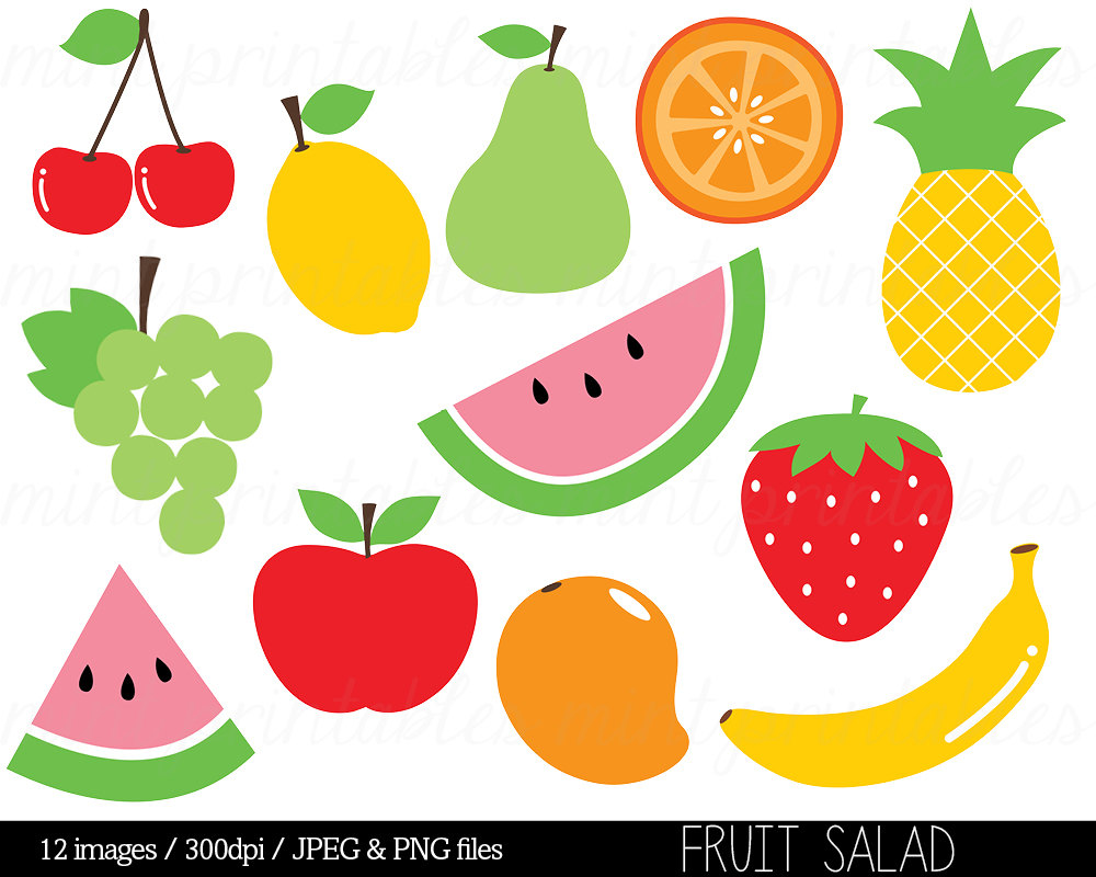 Fruit Clipart Clip Art Fruit Salad Watermelon By Mintprintables