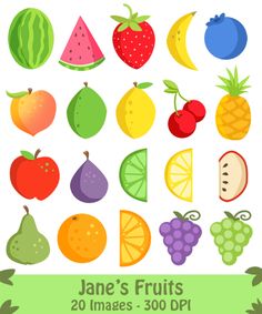 Fruit Clipart by DigitalArtsi on Creative Market Fruit Doodle, Fruit Icons,  Strawberry Clipart,