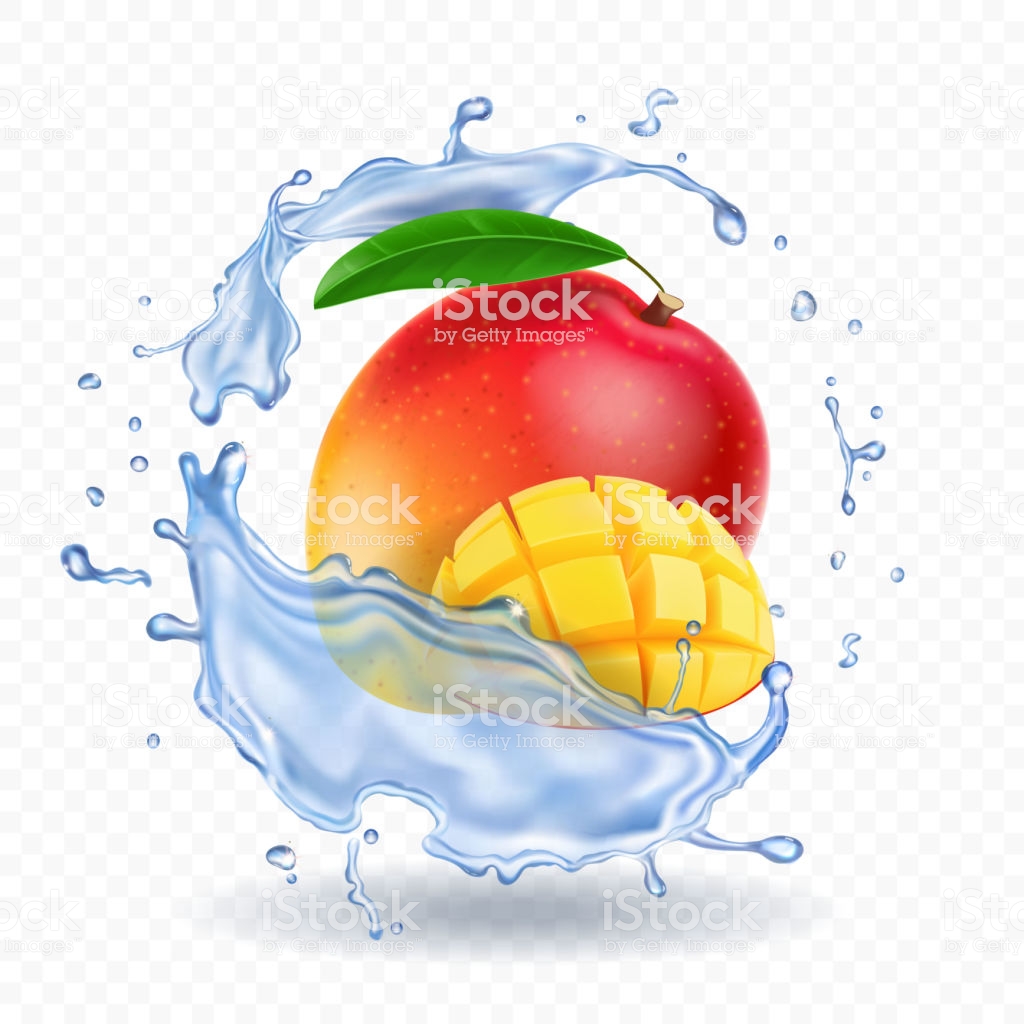 Mango in water splash, fresh fruit realistic icon royalty-free mango in water  splash