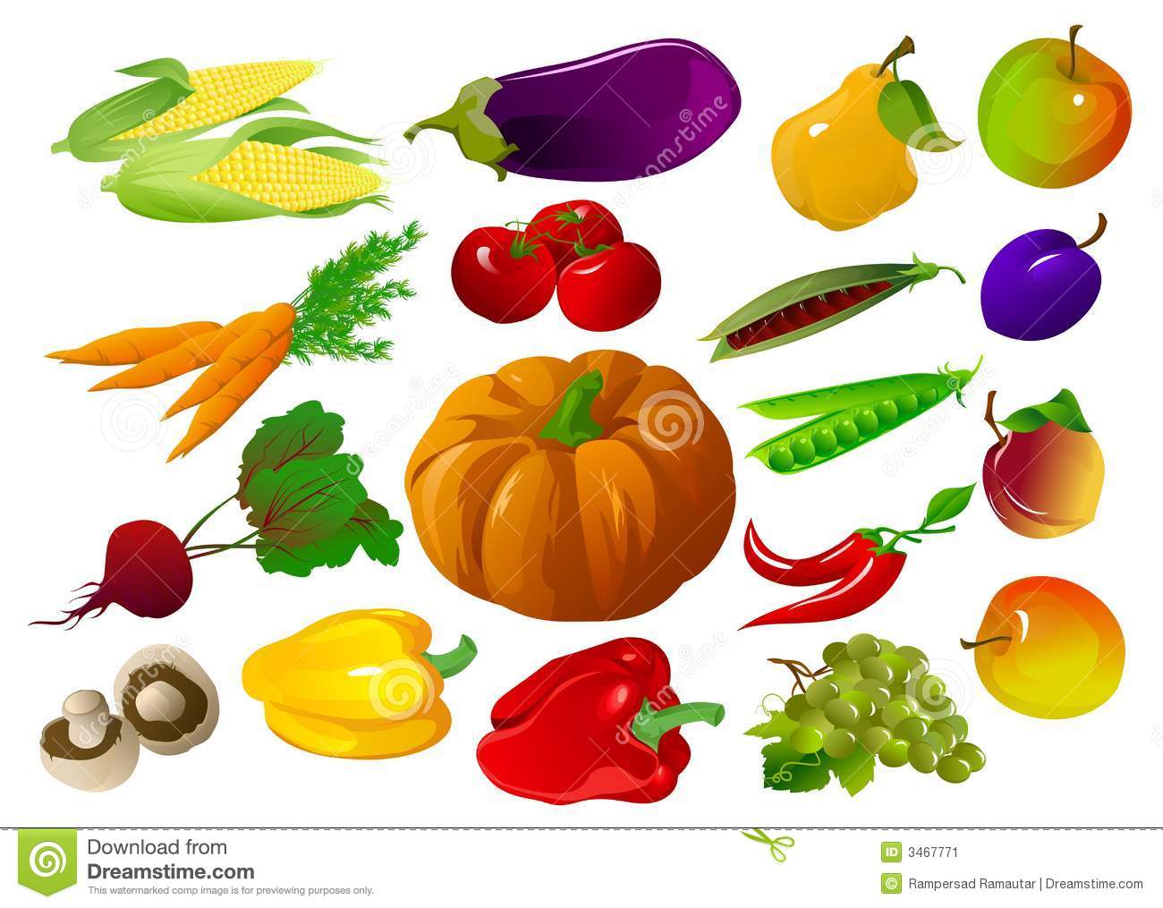 Fruits And Vegetables Stock . - Clip Art Vegetables