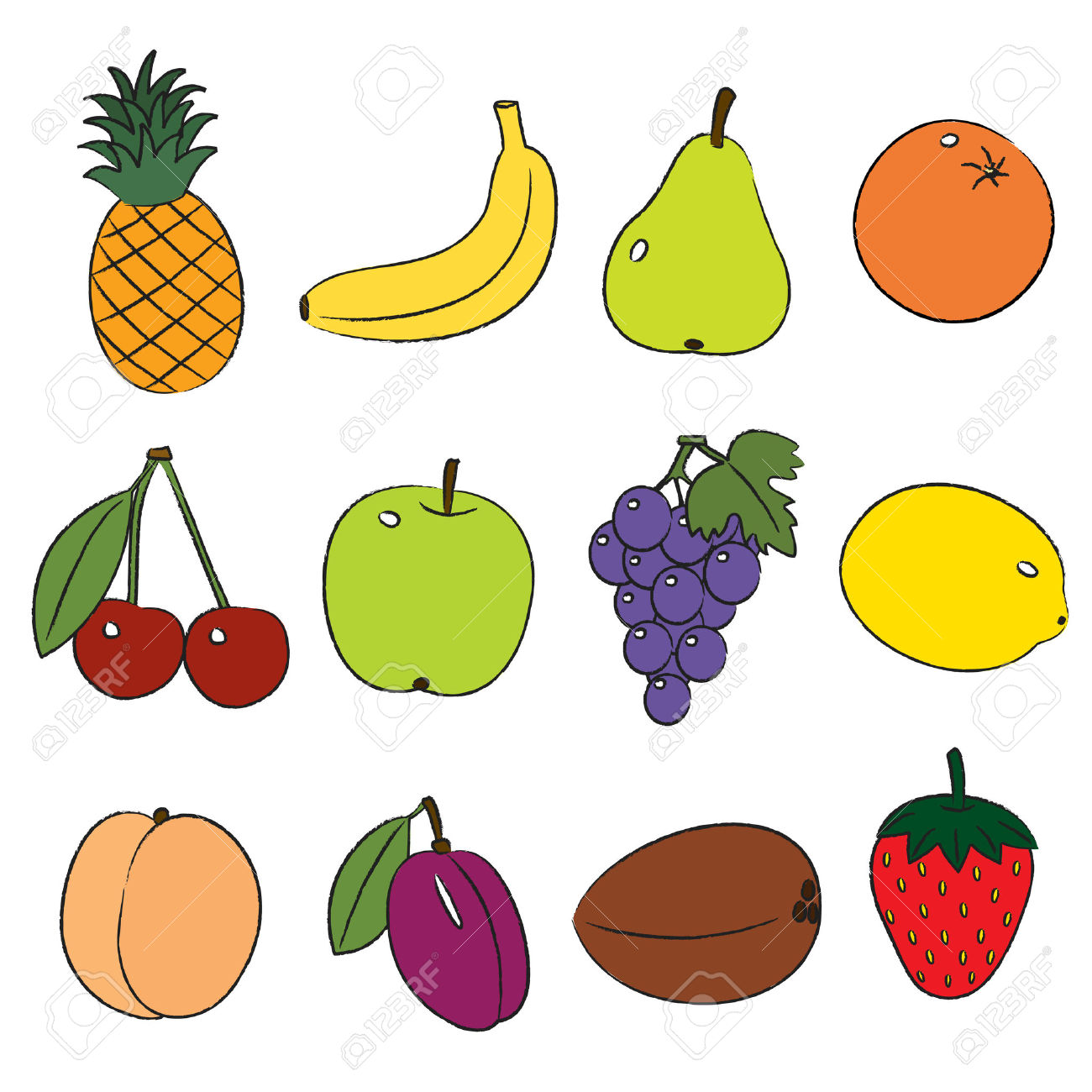 Fruits, clip-art on a white . - Fruit Clipart