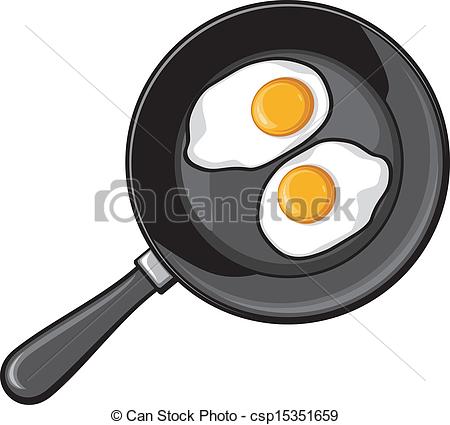 Fried eggs on frying pan - cs - Frying Pan Clipart