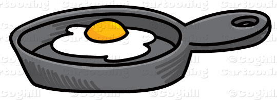 Frying pan with egg cartoon clip art
