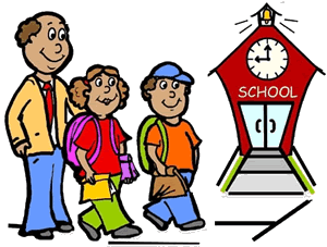 Full Version Of Parent Taking Kids To School Clipart