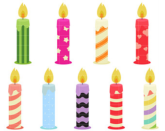 Fun Birthday Candles Digital Clip Art for Scrapbooking Card Making Cupcake Toppers Paper Crafts