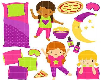 Fun Slumber Party Digital Clip Art for Scrapbooking Card Making Cupcake Toppers Paper Crafts