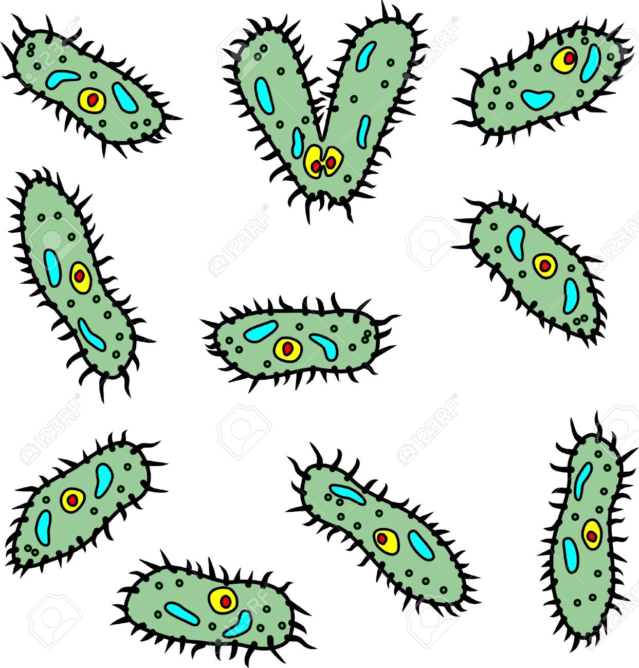 Funny bacteria clip art. Some vector microbes .
