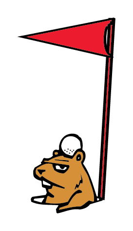 Funny Gopher Golf Clipart: gopher has the golf ball on his head, hilarious clipart