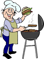 Funny guy cooking on the barb - Bbq Pictures Clip Art Free