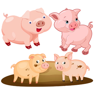 Funny Pink Pigs - Farm Animal .