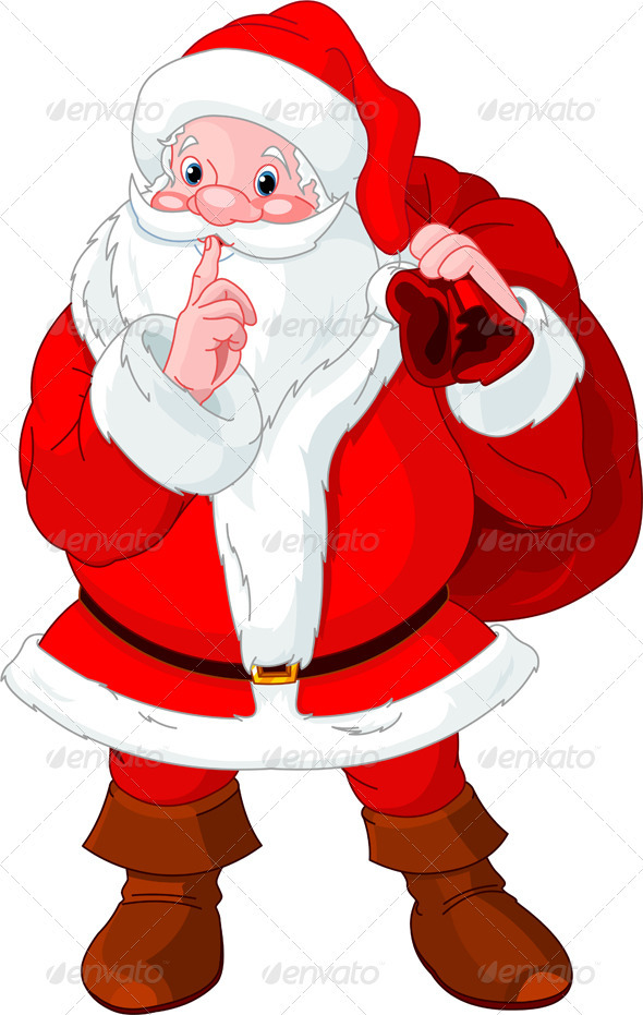 Funny Secret Santa Clip Art Santa Claus Gesturing Shush