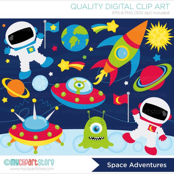 Space Clipart, Outer Space Adventures, Galaxy, Astronaut, Space Ship,  Aliens, Planets, Commercial Use, Vector clip art, SVG Cut Files