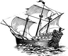 Galleon sail ship clip art .