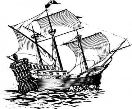 Galleon sail ship clip art .