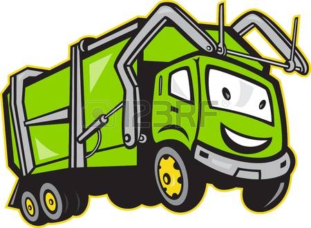 garbage truck: Illustration of garbage rubbish truck done in cartoon style on isolated white background