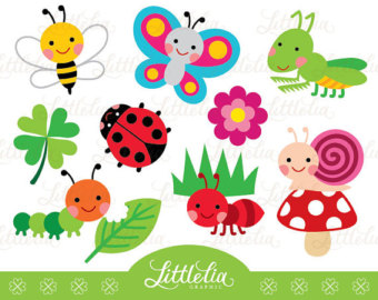 Garden bug cute digital clipart - 14037 Instant download