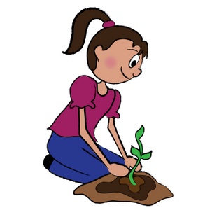 ... Vector of girl planting a