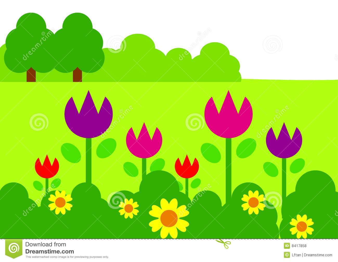 Flower Garden Clip Art Image 
