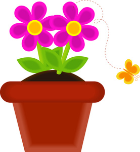 flower pot clipart black and 