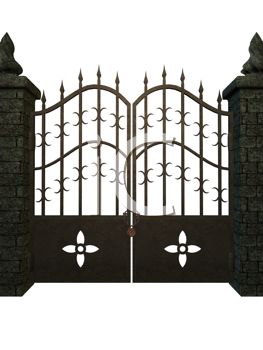 Picture of an Iron Gate In a Vector Clip Art Illustration - Royalty Free  Clipart Illustration