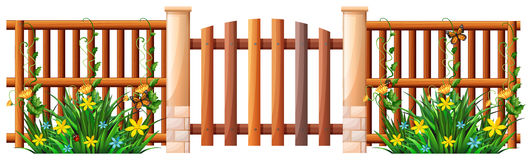 Wooden fence and gate. Illust - Gate Clipart