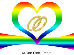 ... Gay marriage - Two wedding rings, a rainbow and a heart to.