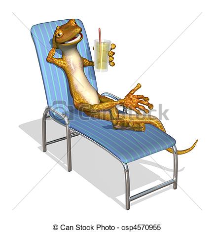 ... Gecko Relaxing - 3d rende - Lawn Chair Clip Art