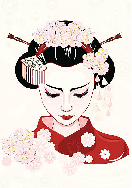 Geisha vector art illustration