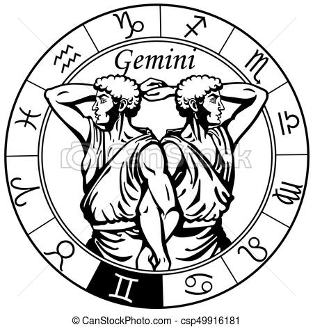 gemini zodiac sign black whit - Gemini Clipart