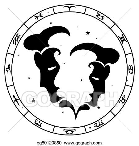 gemini zodiac sign black whit