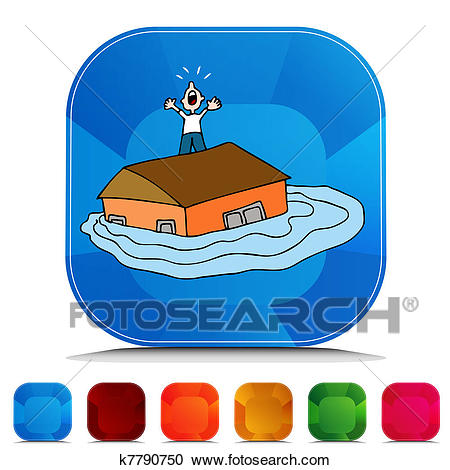 Clipart - Flooded House Gemstone Button Set. Fotosearch - Search Clip Art,  Illustration Murals