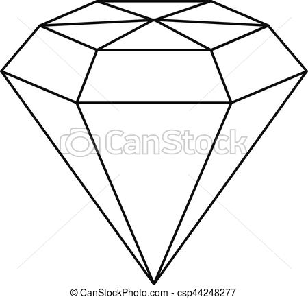 Diamond gemstone icon, outlin - Gemstone Clipart