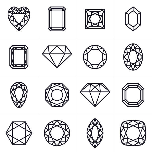 Jewel and Gem Cut Icons and S - Gemstone Clipart