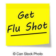 Get Flu Shot written on a yellow square sticky note pad.
