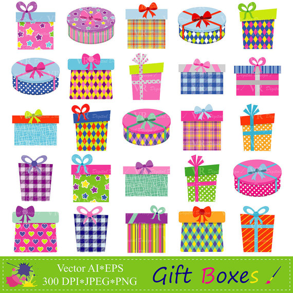 Gift Boxes Clipart, Gifts Clipart, Presents Clip Art, Birthday Party  Presents Clip Art, Digital Download Vector Clip Art from VRDigitalDesign on  Etsy Studio