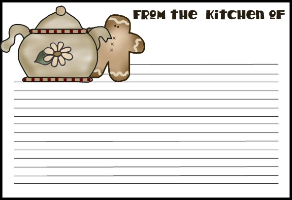 ... Gingerbread Man u0026amp; - Recipe Card Clipart