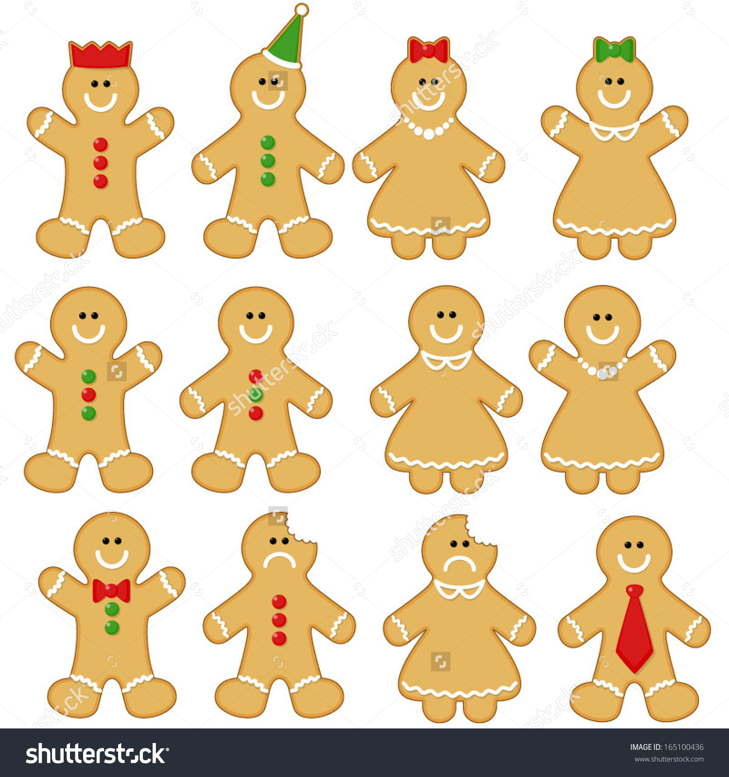 Gingerbread Man Clip-art Set. - Gingerbread Clip Art