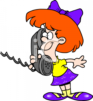 girl talking on the phone clipart