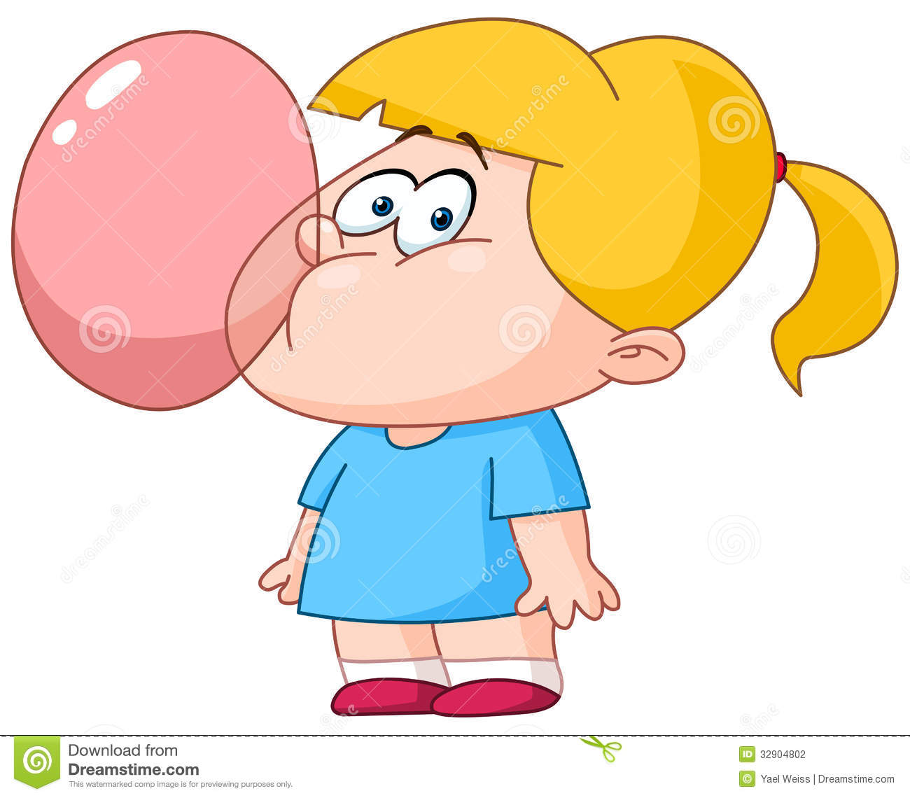 Girl Blowing Bubble From Gum Stock Photography Image 32904802
