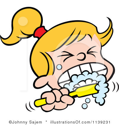 girl brushing teeth clipart