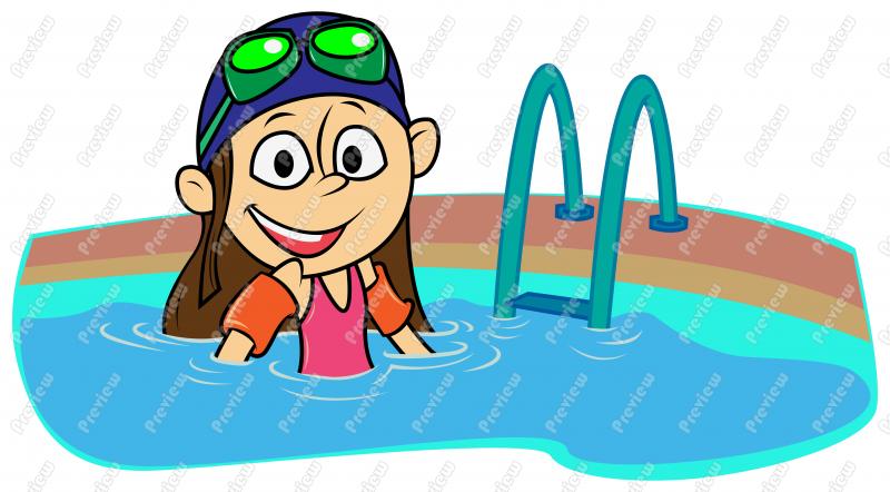 Girl Child Swimming Clip Art  - Swimming Pool Clip Art