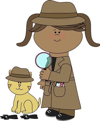 Girl Detective and Cat Following Clues clip art image. A free Girl Detective and Cat Following Clues clip art image for teachers, classroom lessons, ...
