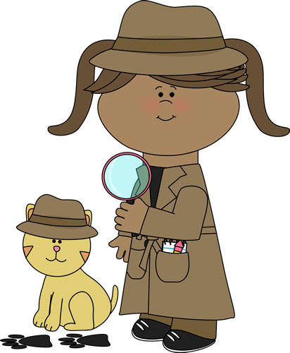 Girl Detective and Cat Following Clues