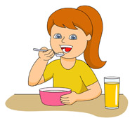 girl eating breakfast cereal. Size: 80 Kb