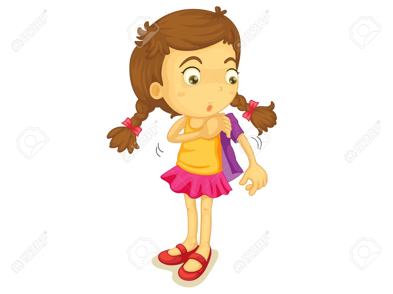 Girl Getting Dressed Clipart