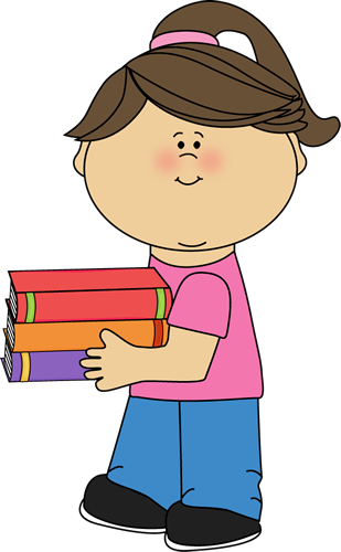 Girl Holding Books - Clip Art Book
