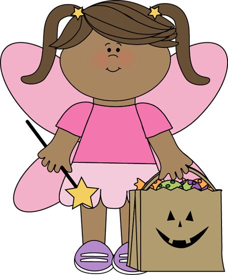 Girl in a Halloween Fairy Cos - Halloween Costume Clipart