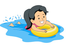 Girl Learning Swimming Holing Inner Tube Clipart Size: 88 Kb