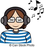 ... girl listening music - a  - Listening To Music Clipart